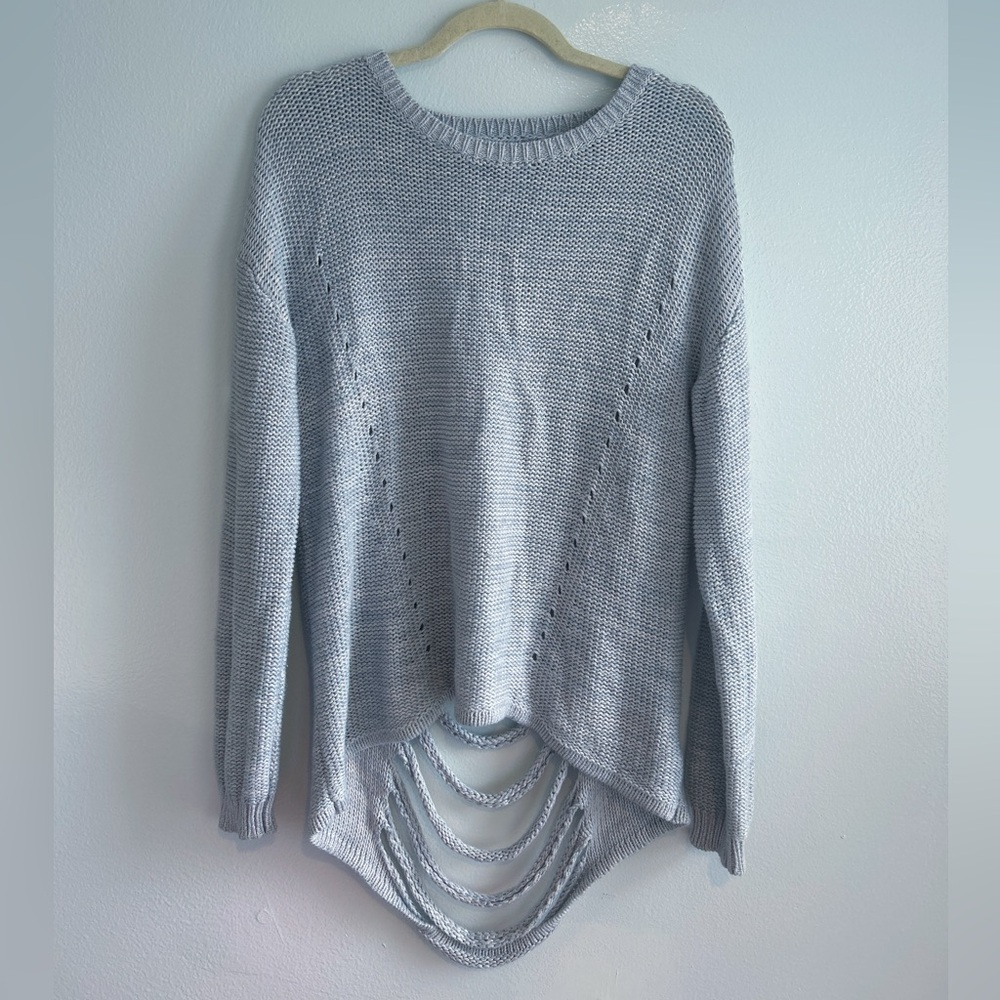 Stitches and stripes gray fashionable sweater